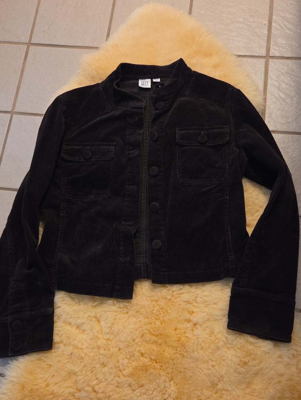 Women's Dark Brown Corduroy Button-Front Jacket